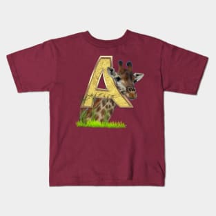 Birthday-Capital Monogram -letter A Kids T-Shirt